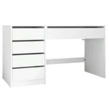 120*50*78–92 Cm, Height-Adjustable Desk With 4 Drawers – White Dressing Table And Computer Desk In One, With Manual Height Adjustment And Hidden Storage, Desk, Dressing Table - 白色 - 查看 12