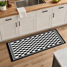 1pc Black & White Plaid Tile Print Diatomaceous Earth Kitchen Drain Mat, Absorbent Quick-Dry Non-Slip Coffee Machine Mat, Suitable For Kitchen Countertop And Coffee Area Decoration - Multicolor - View 9
