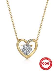 Collar con colgante de corazón de plata de ley 925, joyería versátil para mujeres, regalo para novia, esposa, madre en cumpleaños, aniversario - Multicolor - Ver 6