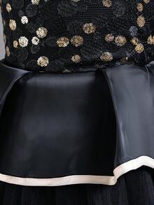 Tween Girl Sequin Puff Princess Dress For Holiday Party, Family Gathering, School Dance, Performance - Black - View 5