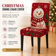 1/2/4/6/8/150pcs Christmas Snowman Print Elastic Chair Covers, Removable, Washable, Easy To Clean, Suitable For All Seasons, Holiday Home Decor, Fits Dining Room, Living Room And Kitchen - Multicolor - View 7