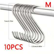 20pcs Stainless Steel Heavy Duty Shape Hook Hanger With Anti-Scratch Caps Organizer For Hanging Accessories Kitchen Bedroom Closet Storage Solutions Durable Metal Hooks For Home Organization - Multicolor - View 12