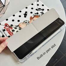 Casing Pelindung Tablet Motif Polkadot Vintage Gadis Kecil Marah, Bagian Belakang Transparan dengan Slot Pena, Pelindung Tablet Anti Jatuh, Casing Pelindung Tablet Kartun Lucu dengan Stand Multi-Sudut, Kompatibel dengan Apple Generasi ke-11 (A16), Minimalis Generasi ke-10/Air 8 Tahan Lama 2026 New Pro 11 Fashion Mini 7/Air 7/6/11/13 Inch, Cocok untuk Kerja, Perjalanan, Harian, dan Berbagai Skenario - Putih - View 4