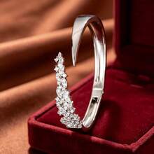 1pc Exquisite Wheat Ear Shaped Open Adjustable Design Cubic Zirconia Inlaid Women's Bracelet - Multicolor - View 3