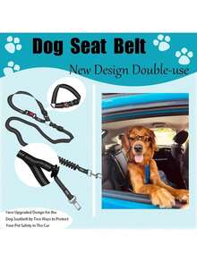 1 Multi-Functional Pet Car Seat Belt, Two Ways To Protect Your Pet's, Can Also Be Used As A Leash, Adjustable Length, Elastic Rope To Prevent Sudden Pulling, Outdoor Dog Leash - A - View 3