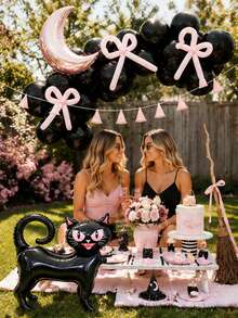 37 pièces Ensemble de ballons rose et noir pour Halloween, chat noir, lune, ballons magiques, ballons en latex noir, fête, fête de fille douce et cool, anniversaire - Multicolore - Voir 6