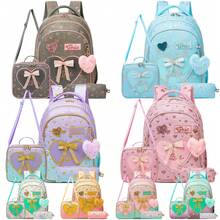 3pcs/Set Girls Floral Print Backpack, Includes Crossbody Bag And Water Bottle Holder, Lightweight Student School Bag Set - Girls' Schoolbag - View 2