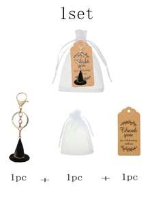 1 Set 3D Magic Hat Keychain | Cute Pointed Wizard Hat Bag Charm - Perfect For Wallet, Backpack And Daily Decoration; Includes Organza Bag And Card, Halloween Decor, Fall Decor - Multicolor - View 8