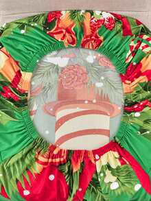 1pc/4pcs/6pcs Printed Elastic Chair Covers, Protective Decorative Chair Covers, Dirt-Resistant, Easy To Remove And Wash, Suitable For All Seasons, Perfect For Living Room Decor, Christmas Eve, Christmas Party, Family Gathering, Single And Multi-Seat Chairs - Green - View 6