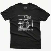 JDM Car Shirt: Legends Never Die Japanese Sports Car Tee - Black - View 7