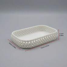 1 pieza Bandeja de joyería con textura tejida impresa en 3D de 15 X 10 X 2.5cm, caja de almacenamiento de anillos y relojes de rectángulo redondeado moderno, adecuada para tocador, mesa de noche y entrada - Multicolor - Ver 6