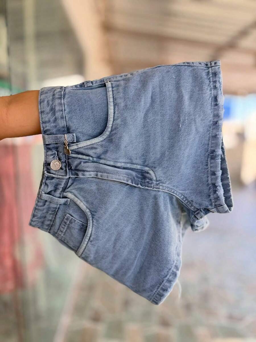 [100% Cotton] Women's Denim Shorts, Youth Natural Denim Shorts, Women's Festa Junina - 霧霾藍 - 查看 1