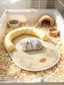 Small Pet Cooling Mat, Breathable Bamboo Fiber Mat, Neck Hollow Sleep Pad, Hamster Sleeping Bed Nest Mat, Pet Bed Mat - Multicolor - View 2