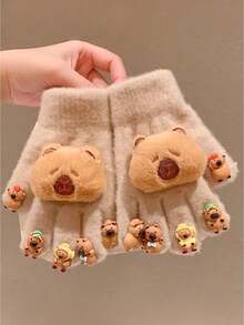1 Pair Kids Cute Cartoon Paw Print Warm Gloves, Fashionable And Versatile, Suitable For Girls And Boys - Multicolor - View 1