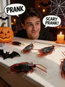 Realistic Cockroach Prank Toy, Soft Material Fake Cockroach Scare Toy, Halloween Scary Toy, Halloween Supplies - Multicolor - View 3