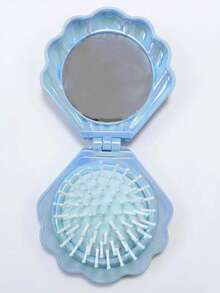 1pc Shell Air Cushion Scalp Massage Comb, Portable Shell Comb, Girls Students Comb, Foldable Comb, Multi-Color, Built-In Mirror - Multicolor 3 - View 11
