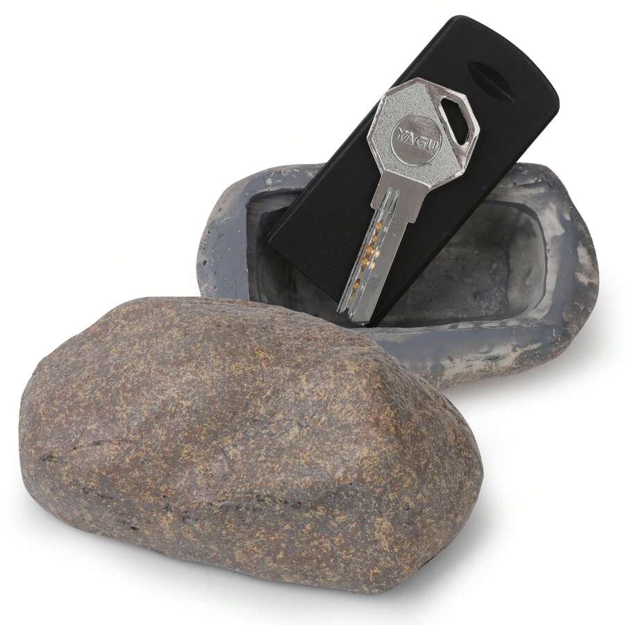 Fake Rock - Stone Look - Hidden For Outdoor Secret Storage Box For Keys, Fake Stone Key Hider For Outdoor Garden Or Yard - 1 Pack - Brown - View 1