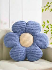 1pc Solid Color 6-Petal Flower Shaped Plush Decorative Pillow, Soft Ribbed Texture Filled Cushion, Suitable For Sofa, Bed, Bedroom And Living Room Decor, Cozy Home Arrangement And Housewarming Gift - Multicolor - View 11