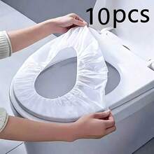 10pcs Disposable Flushable Toilet Seat Covers | Portable Travel Pack Soft Paper Covers, Comfortable And Hygienic - View 1