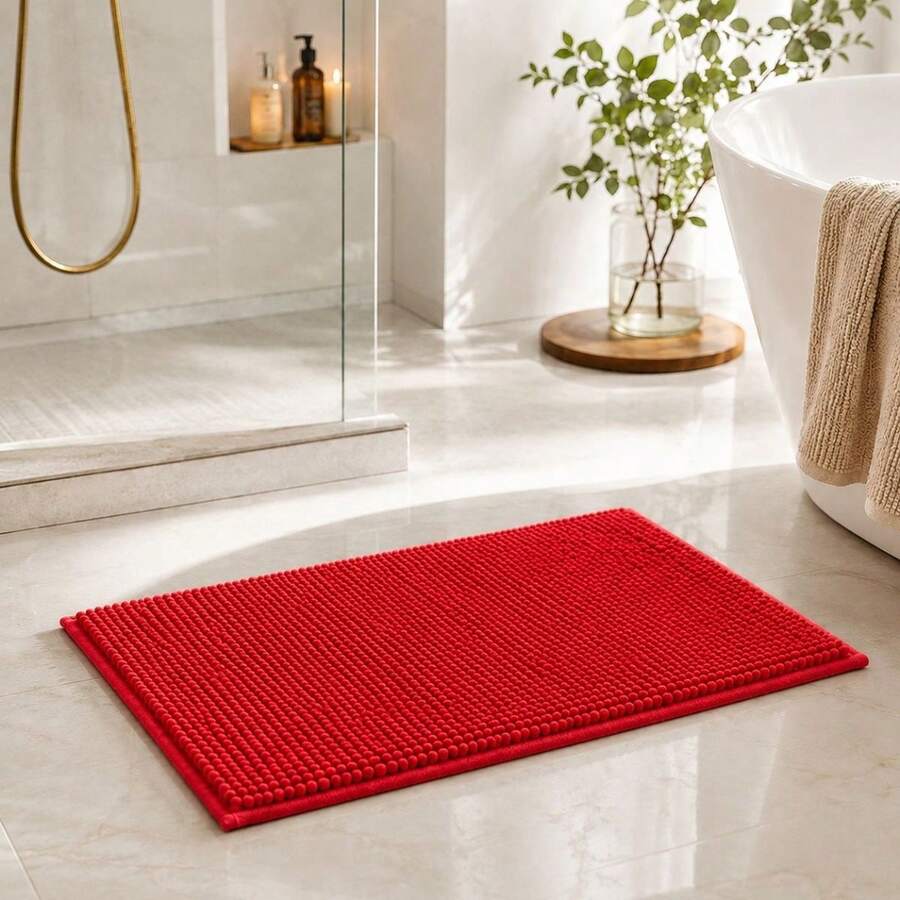 Tapete Macarrão Para Banheiro Box Saída Super Macio - Vermelho - Visão 1