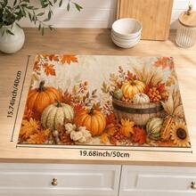 1pc Autumn Harvest Pumpkin & Maple Leaf Print Diatomaceous Earth Kitchen Drain Mat, Absorbent Quick-Drying Non-Slip Coffee Machine Mat, Suitable For Kitchen Countertops, Dining Tables And Thanksgiving Home Decor - Multicolor - View 10