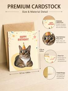 1pc Custom Pet Birthday Cards, Personalized Cat And Dog Photo Greeting Cards, Pet Owner Birthday Gifts, Pet Birthday Blessing Cards, Custom Animal Image Sticky Notes. - Multicolor - View 2