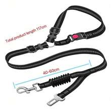 1 Multi-Functional Pet Car Seat Belt, Two Ways To Protect Your Pet's, Can Also Be Used As A Leash, Adjustable Length, Elastic Rope To Prevent Sudden Pulling, Outdoor Dog Leash - A - View 7