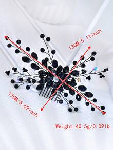 1pc Handmade Exquisite Hair Comb, Versatile Daily Wear Women's Hair Accessory, Elegant Wedding Bridal Party Holiday Vacation Headband - Black - View 6