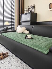 1PC Vintage Warm Thick Corduroy Non-Slip Sofa Cushion, Pet-Friendly, Machine Washable, Suitable For 12/3/4-Seater And Sectional Sofas, Winter Home Decor, Quilted & Striped Design, Easy Installation - Green - View 6