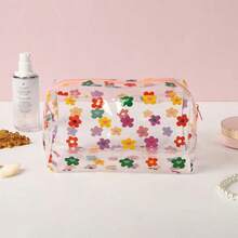1pc Transparent Waterproof PVC Storage Bag, Large Capacity Fruit & Floral Pattern Pencil Case, Multi-Function Portable Stationery & Cosmetic Organizer, Back To School Daily Travel Holiday Mini Gift - Multicolor - View 3