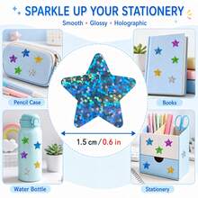 324pcs/6 Sheets Colorful Laser Shiny Glitter Dot Stickers, 6 Color Style Colorful Stickers, Perfect For Office, Student Classroom, Gift Packaging - Pentagram - View 2