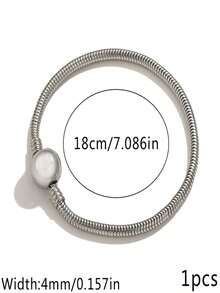 1 Pack Vintage Stainless Steel Snake Chain Bracelet For Men Women, Adjustable Clasp Fits European Beads, Waterproof Stackable Daily Jewelry Gift - Bracelet - View 11