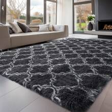 EDIMENS Living Room Rug 200x300, Washable Rug Beige, Non-Slip Extra Large Rug 160x230, Fluffy Modern Living Room Rug, Kids Room Rug, Grey Bedroom Rugs - Grey Lantern Pattern - View 11