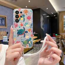 1件裝海龜圖案奶油質感防震保護手機殼 + 掛繩配件，適用 Android 機型 GalaxyS26/S26Ultra/S26 Plus/A57/A37/A17/A07/Note13Pro/A3X/Y21 系列 - 無色 - 查看 3