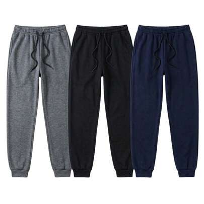 Kit 3 Calça de Moletom Flanelada Jogger Slim Bolsos nas Laterais Algodão Premium Academia Macia