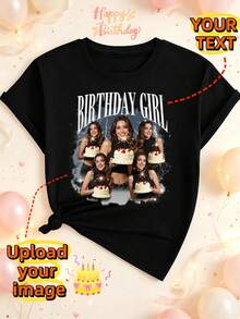 Kaos Grafis Ulang Tahun Kustom, Atasan Kado Ulang Tahun yang Dipersonalisasi, Atasan Kado Gaya Retro 90-an untuk Wanita/Pria - Hitam - View 3