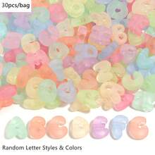 20/30 piezas de cuentas de letras de dibujos animados de colores mixtos aleatorios con agujero grande, cuentas sueltas lindas para pulseras DIY, collares, colgantes de teléfono y decoración de bolígrafos escolares - Cuentas de letras de dibujos animados con agujero grande - Ver 14