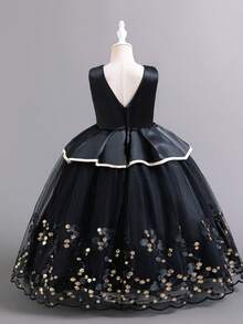 Tween Girl Sequin Puff Princess Dress For Holiday Party, Family Gathering, School Dance, Performance - Black - View 2
