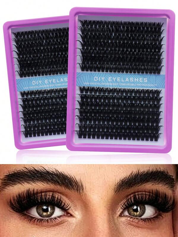 14 Rows 80D 100D DIY Fluffy Voluminous Soft Cross-Over Self-Grafting Segmented Eyelash Clusters