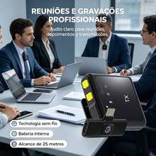 Microfone De Lapela Sem Fio  Com função de redução de ruído Para Celular Tipo C/ iOS - Tipo C - Visão 6