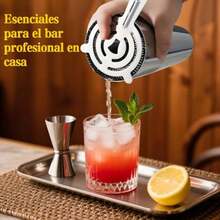 Mixology Bartender Kit de Bar Kit de cóctel, 23 Piezas, Kit de coctelera con Soporte acrílico para Mezclar Bebidas, Kit de Herramientas de Camarero Plateado - Ver 7