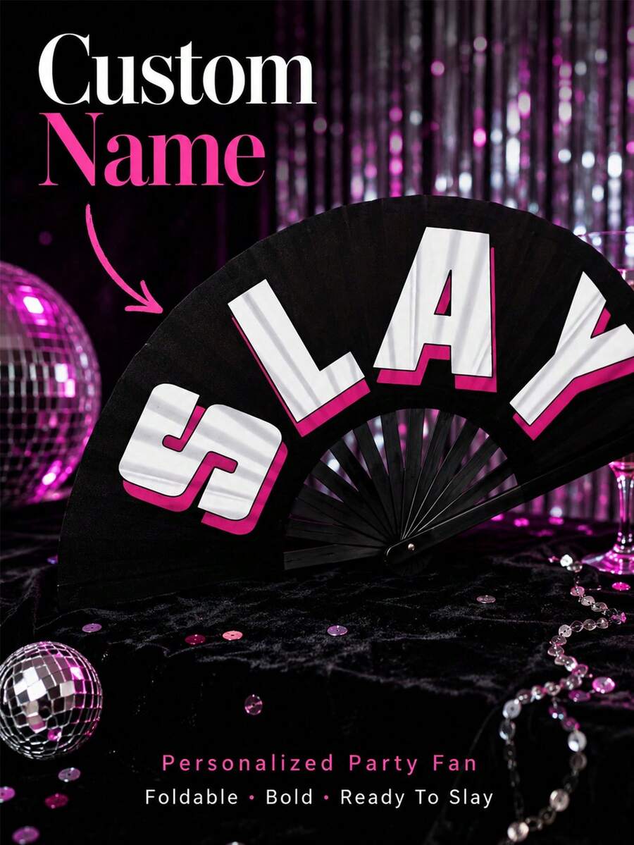 Personalized Handheld Folding Fan, Customizable With Photo Printing, Perfect For Weddings, Balls, Parties, And Also Suitable As Decorative Gifts For Cosplay, Hair Salons, Concerts And Other Special Occasions - Multicolor - View 1