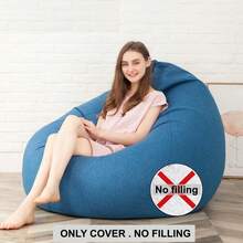 125*140cm Extra Large Bean Bag Cover, No Filling Included, Imitation Linen Polyester Fabric, Heavy-Duty Tatami Ottoman Lounge Cushion Cover, Suitable For Home, Outdoor & Beach Use, Multiple Colors Available - View 14