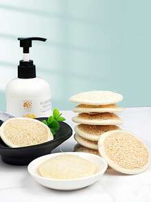5pcs Natural Loofah Bath Sponge Pads, Body Exfoliating Bath Brush, Essential For Skin Cleansing And SPA, Body Scrub, African Net Sponge, Bath Accessories - Multicolor - View 6