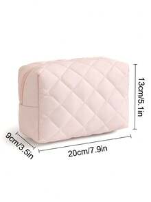 Quilted Octagonal Cosmetic Bag, Casual Handbag With Cute Floral Pattern Zipper Closure, Can Be Used As Skincare Bag, Toiletry Bag Or Travel Organizer; Warm Down Texture, Fashionable And Practical, Suitable For Back To School Season And Various Travel Occasions - Multicolor - View 13