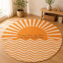 Tapete Redondo Antiderrapante Decoração de Casa 88x88 - Multicolorido - Visão 1