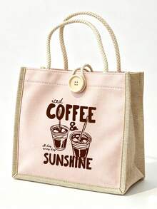 "COFFEE" Pattern Tote Bag - Coffee Canvas Shoulder Bag, Fun Coffee Pattern Tote Bag - Reusable Tote Bag, Suitable For Shopping, Beach, Work And Other Occasions, Perfect Gift For Women, Ideal For Daily Use, Shopping, Travel Accessories, Multi-Functional Tote Bag, Suitable For Events, Parties, Daily Life, Back To School Season - Multicolor - View 14