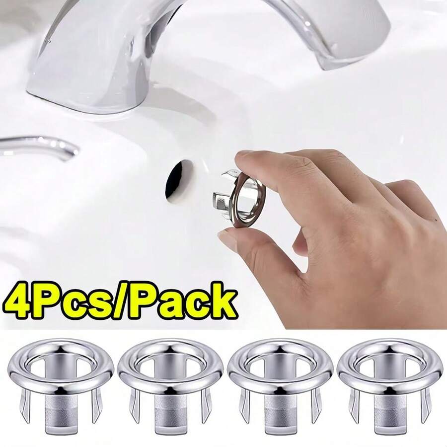 2/4PCS Plastic Bathroom Kitchen Basin Sink Overflow Cover Ring Insert Replacement Hole Round Drain Cap Basin Accessory
