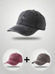 New Vintage Distressed Wavy Pattern Embroidery Baseball Cap, Casual Wave Design Sun Hat For Students And Couples - Multicolor - View 34