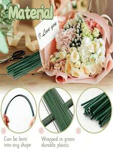 Green Flower Stem Wire, Waterproof DIY Flower Making Accessories. Suitable For Handmade Crafts, Floral Arrangements, Wedding Bouquets, Flower Garlands, Handmade Projects, Home Decoration, Wedding Decoration, Handmade Bouquets - Green - View 7